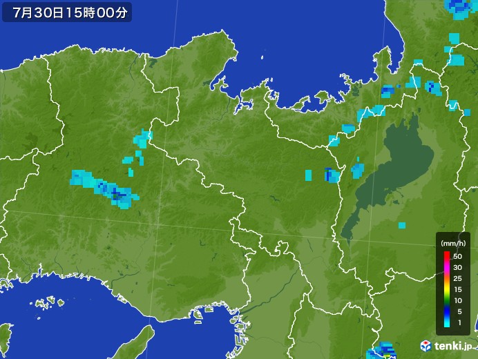 京都府の雨雲レーダー(2017年07月30日)