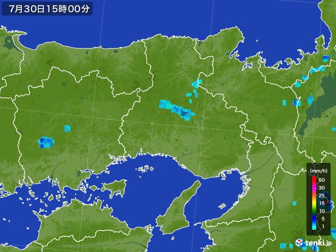 兵庫県の雨雲レーダー(2017年07月30日)