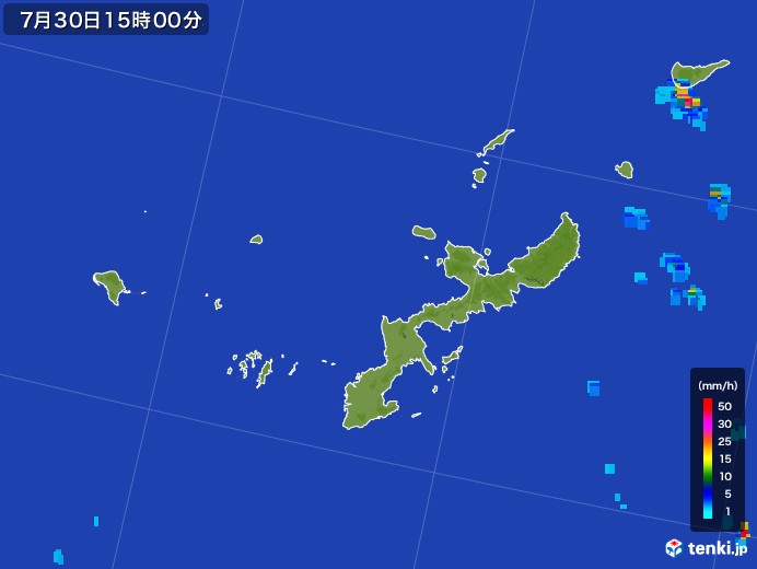 沖縄県の雨雲レーダー(2017年07月30日)