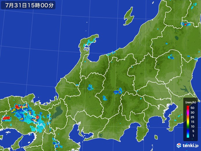北陸地方の雨雲レーダー(2017年07月31日)