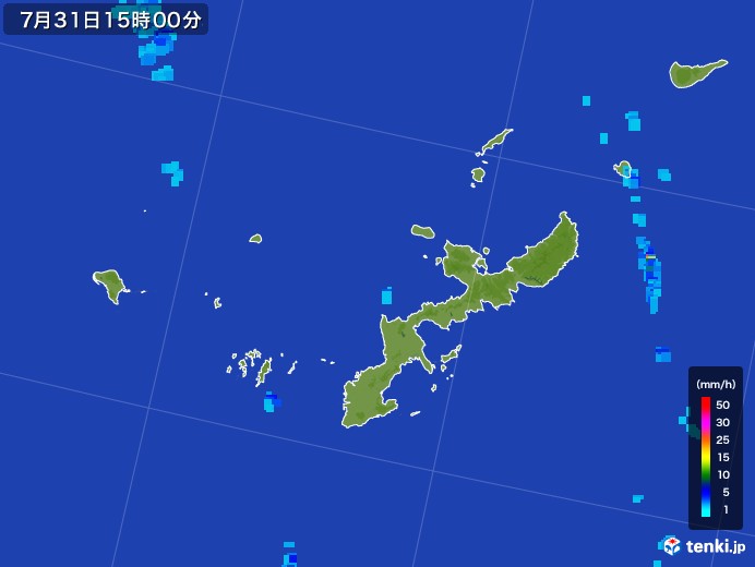 沖縄県の雨雲レーダー(2017年07月31日)