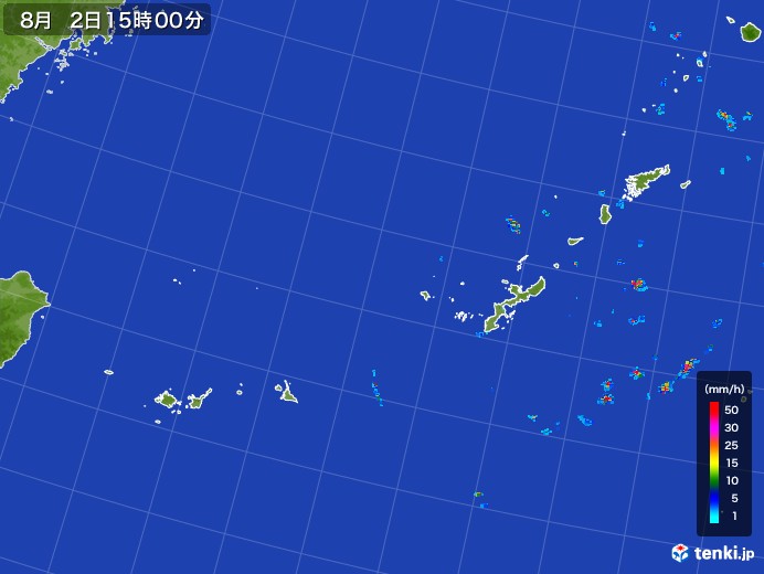 沖縄地方の雨雲レーダー(2017年08月02日)