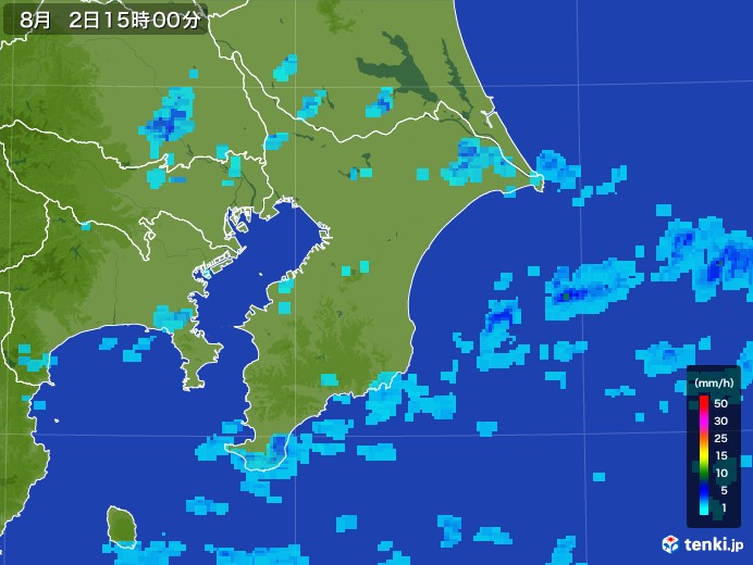 千葉県の雨雲レーダー(2017年08月02日)