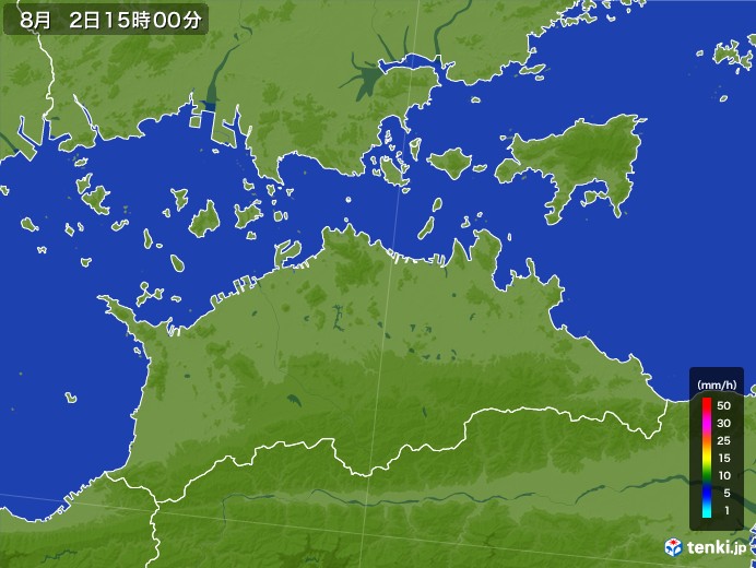 香川県の雨雲レーダー(2017年08月02日)