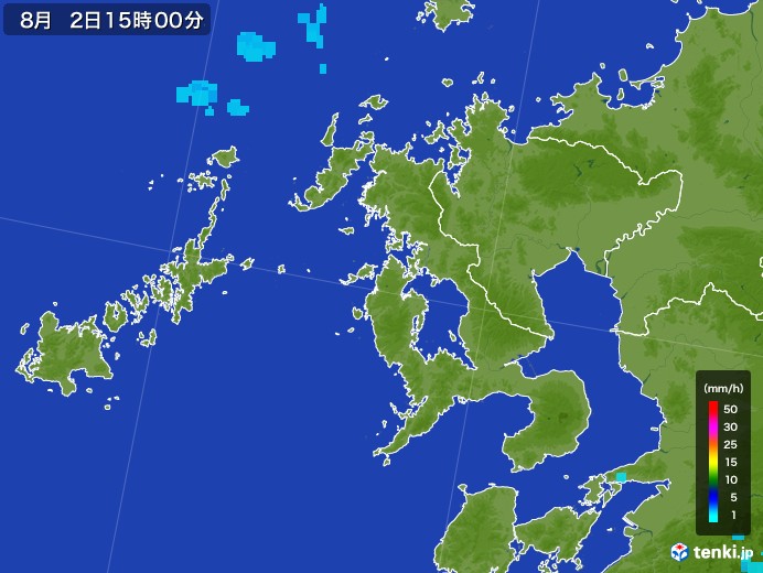 長崎県の雨雲レーダー(2017年08月02日)