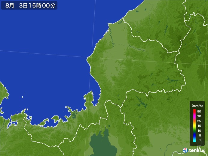 福井県の雨雲レーダー(2017年08月03日)