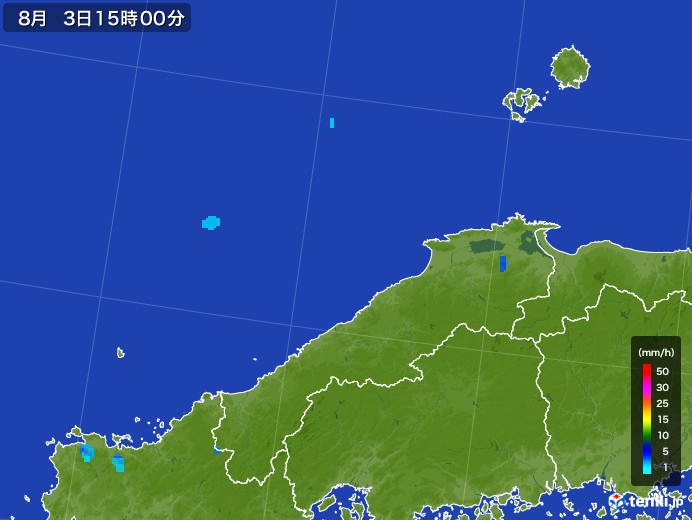 島根県の雨雲レーダー(2017年08月03日)