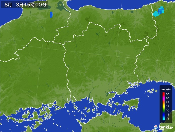 岡山県の雨雲レーダー(2017年08月03日)