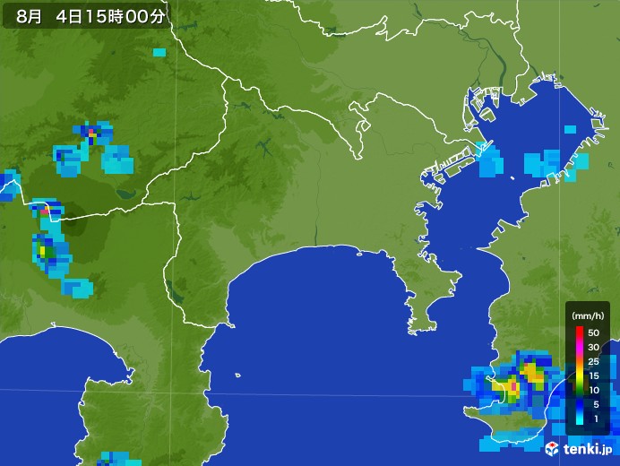 神奈川県の雨雲レーダー(2017年08月04日)