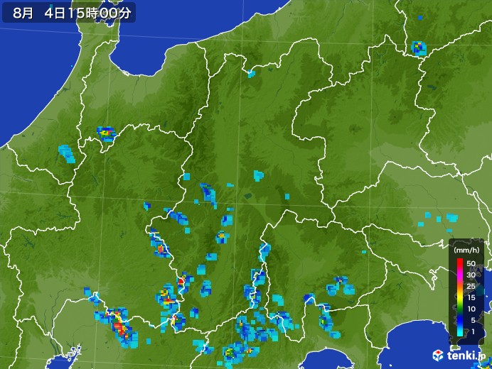 長野県の雨雲レーダー(2017年08月04日)