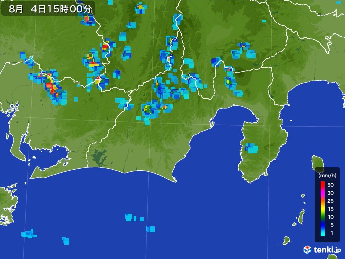 静岡県の雨雲レーダー(2017年08月04日)