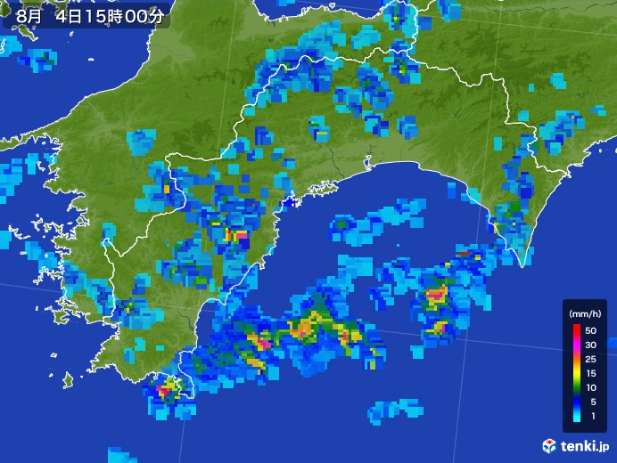 高知県の雨雲レーダー(2017年08月04日)