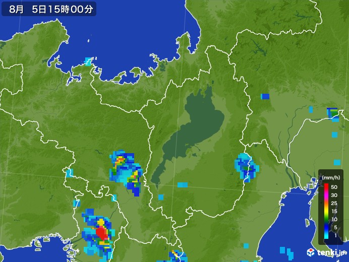 滋賀県の雨雲レーダー(2017年08月05日)