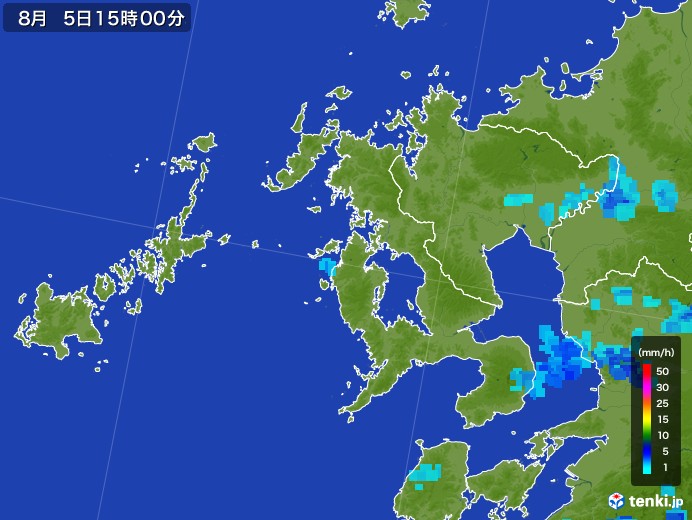 長崎県の雨雲レーダー(2017年08月05日)