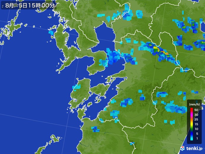 熊本県の雨雲レーダー(2017年08月05日)