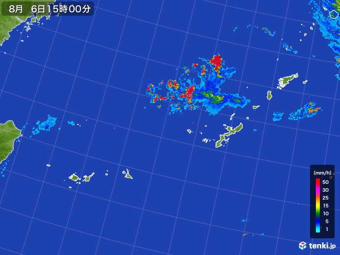 沖縄地方の雨雲レーダー(2017年08月06日)