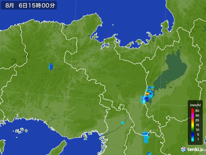 京都府の雨雲レーダー(2017年08月06日)