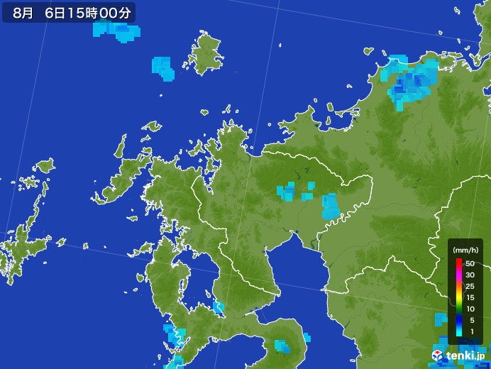 佐賀県の雨雲レーダー(2017年08月06日)
