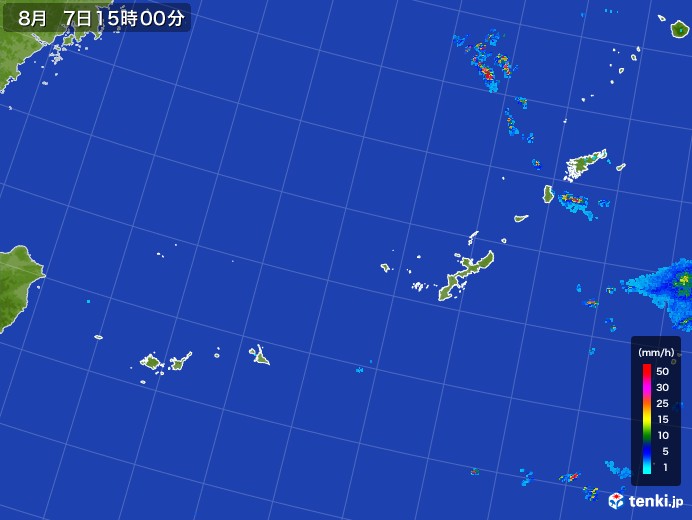 沖縄地方の雨雲レーダー(2017年08月07日)