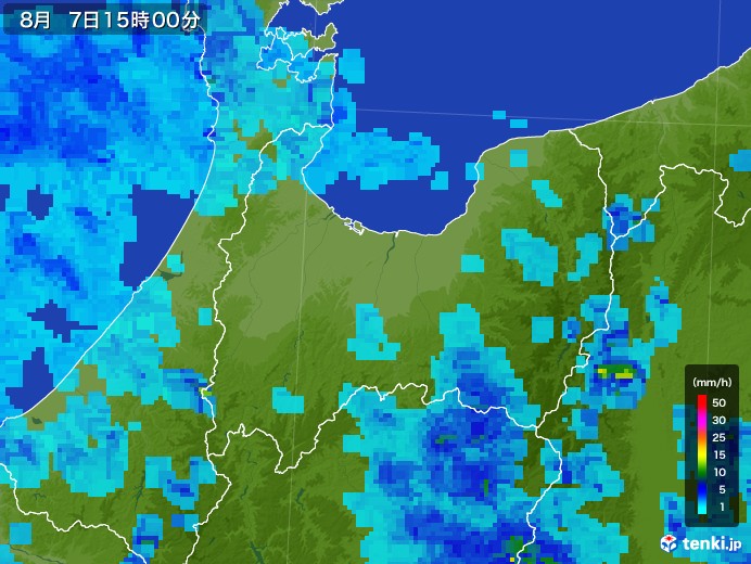 富山県の雨雲レーダー(2017年08月07日)