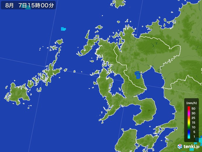 長崎県の雨雲レーダー(2017年08月07日)