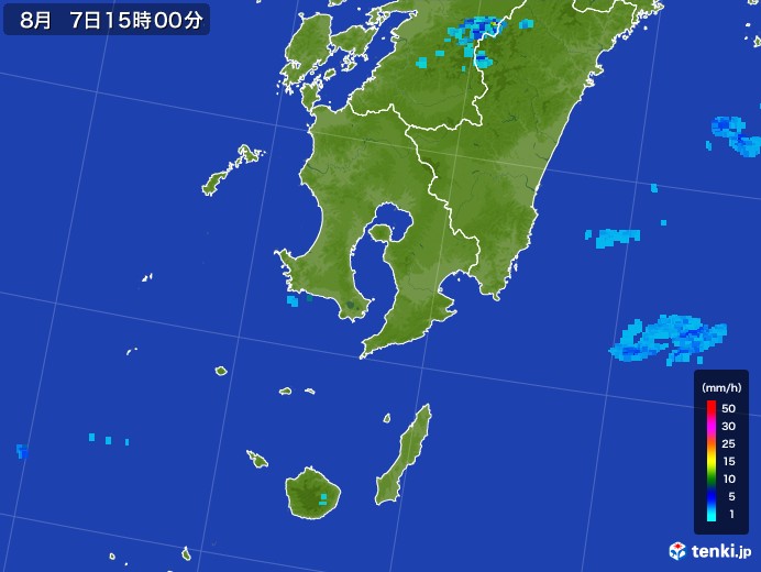 鹿児島県の雨雲レーダー(2017年08月07日)