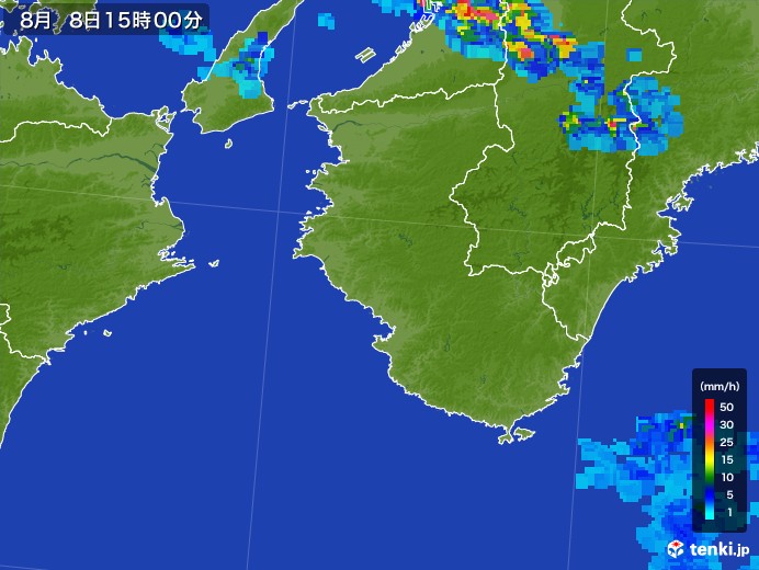 和歌山県の雨雲レーダー(2017年08月08日)