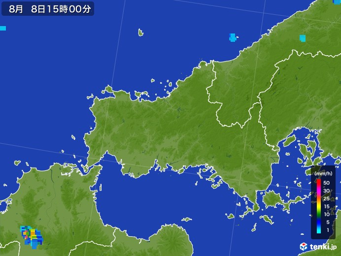 山口県の雨雲レーダー(2017年08月08日)