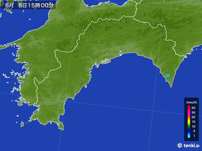 高知県の雨雲レーダー(2017年08月08日)