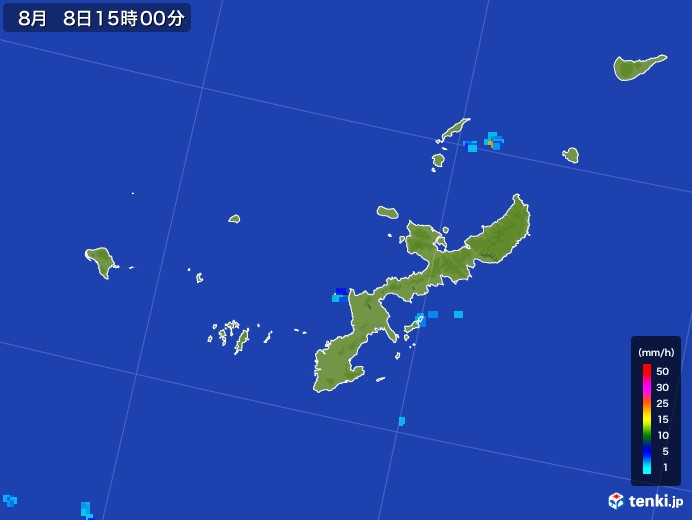 沖縄県の雨雲レーダー(2017年08月08日)