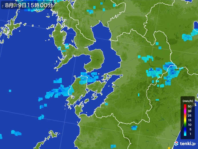 熊本県の雨雲レーダー(2017年08月09日)