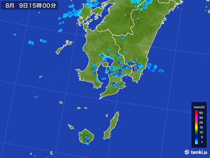 鹿児島県の雨雲レーダー(2017年08月09日)