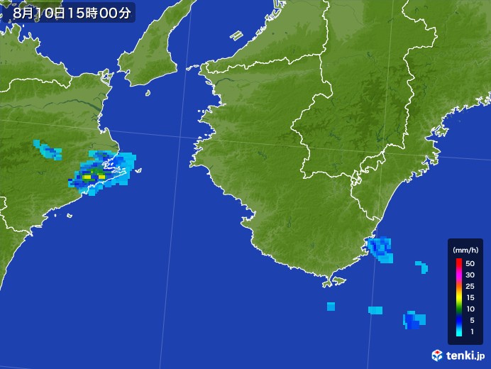 和歌山県の雨雲レーダー(2017年08月10日)