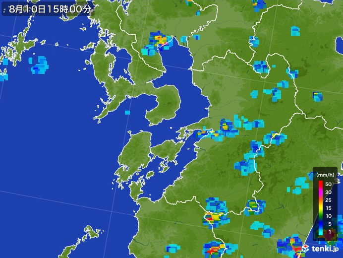 熊本県の雨雲レーダー(2017年08月10日)