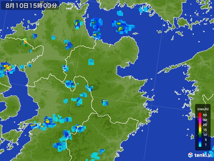 大分県の雨雲レーダー(2017年08月10日)