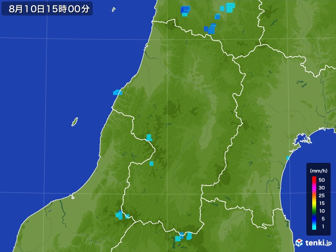 山形県の雨雲レーダー(2017年08月10日)