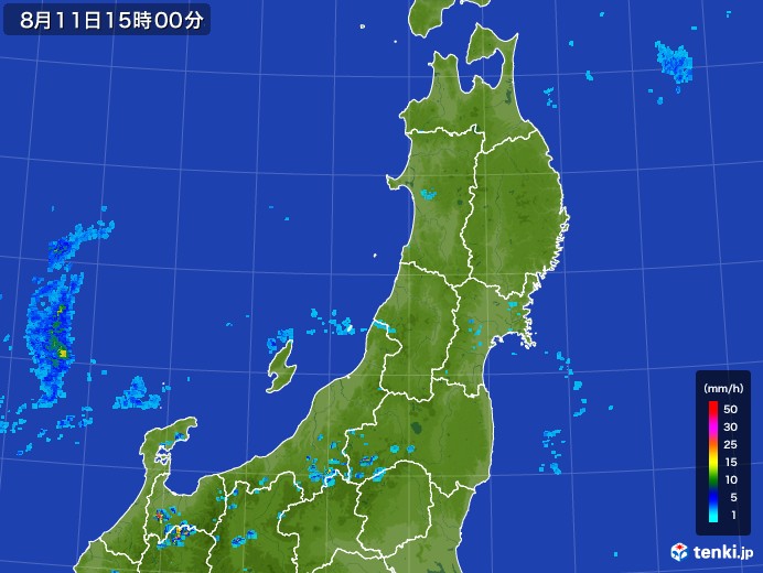 東北地方の雨雲レーダー(2017年08月11日)