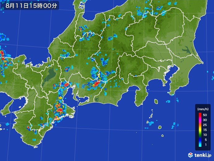 東海地方の雨雲レーダー(2017年08月11日)