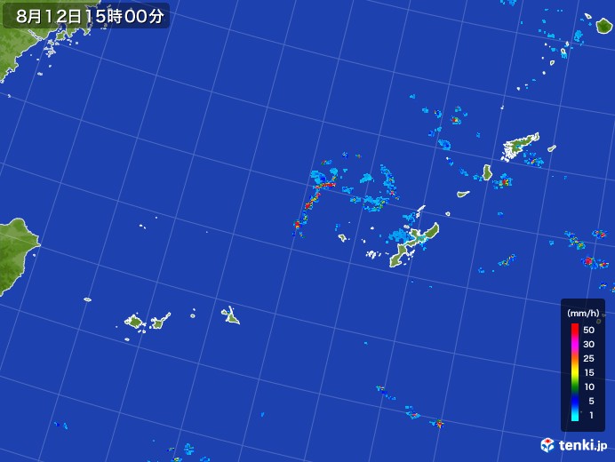 沖縄地方の雨雲レーダー(2017年08月12日)