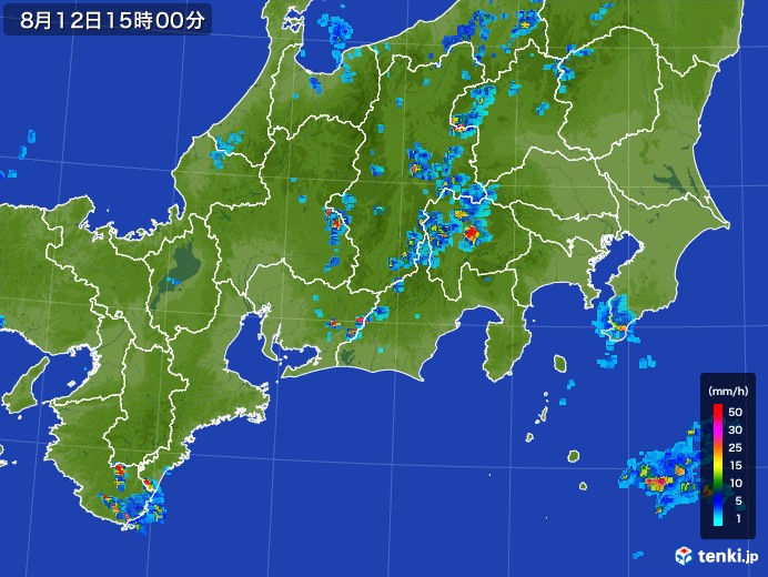 東海地方の雨雲レーダー(2017年08月12日)