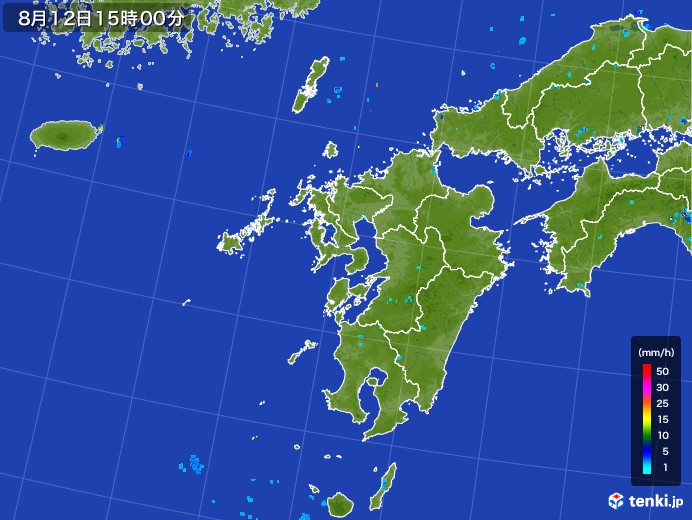 九州地方の雨雲レーダー(2017年08月12日)