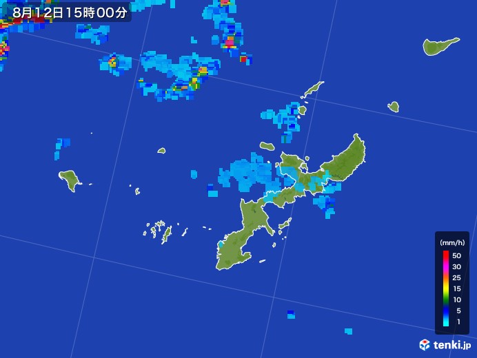 沖縄県の雨雲レーダー(2017年08月12日)