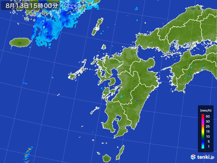 九州地方の雨雲レーダー(2017年08月13日)