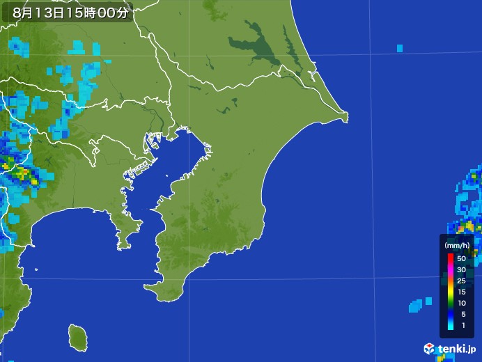 千葉県の雨雲レーダー(2017年08月13日)