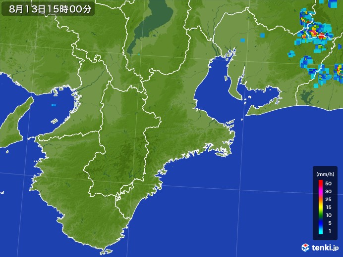 三重県の雨雲レーダー(2017年08月13日)
