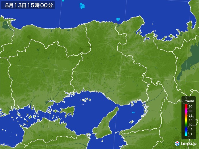 兵庫県の雨雲レーダー(2017年08月13日)