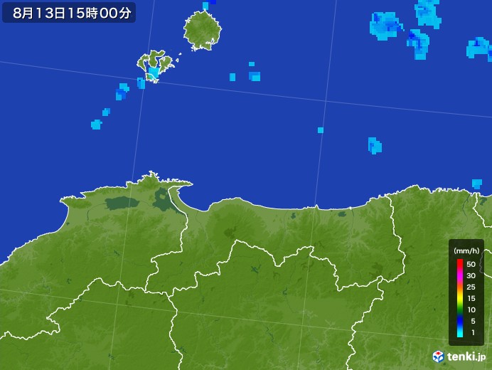 鳥取県の雨雲レーダー(2017年08月13日)