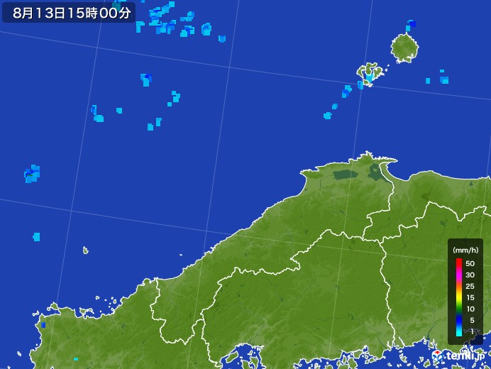 島根県の雨雲レーダー(2017年08月13日)