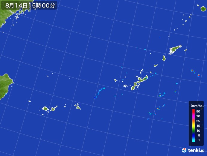 沖縄地方の雨雲レーダー(2017年08月14日)
