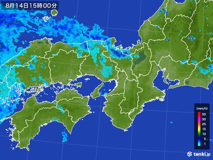 近畿地方の雨雲レーダー(2017年08月14日)